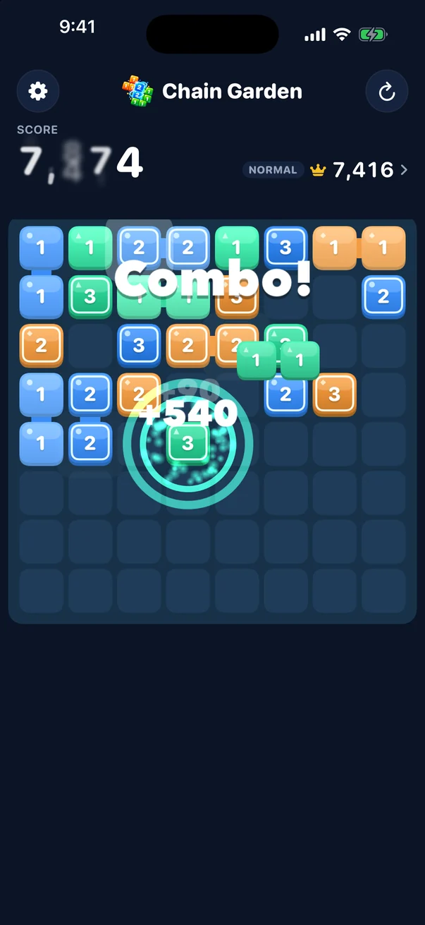 A merge in progress with a Combo! banner over the board.